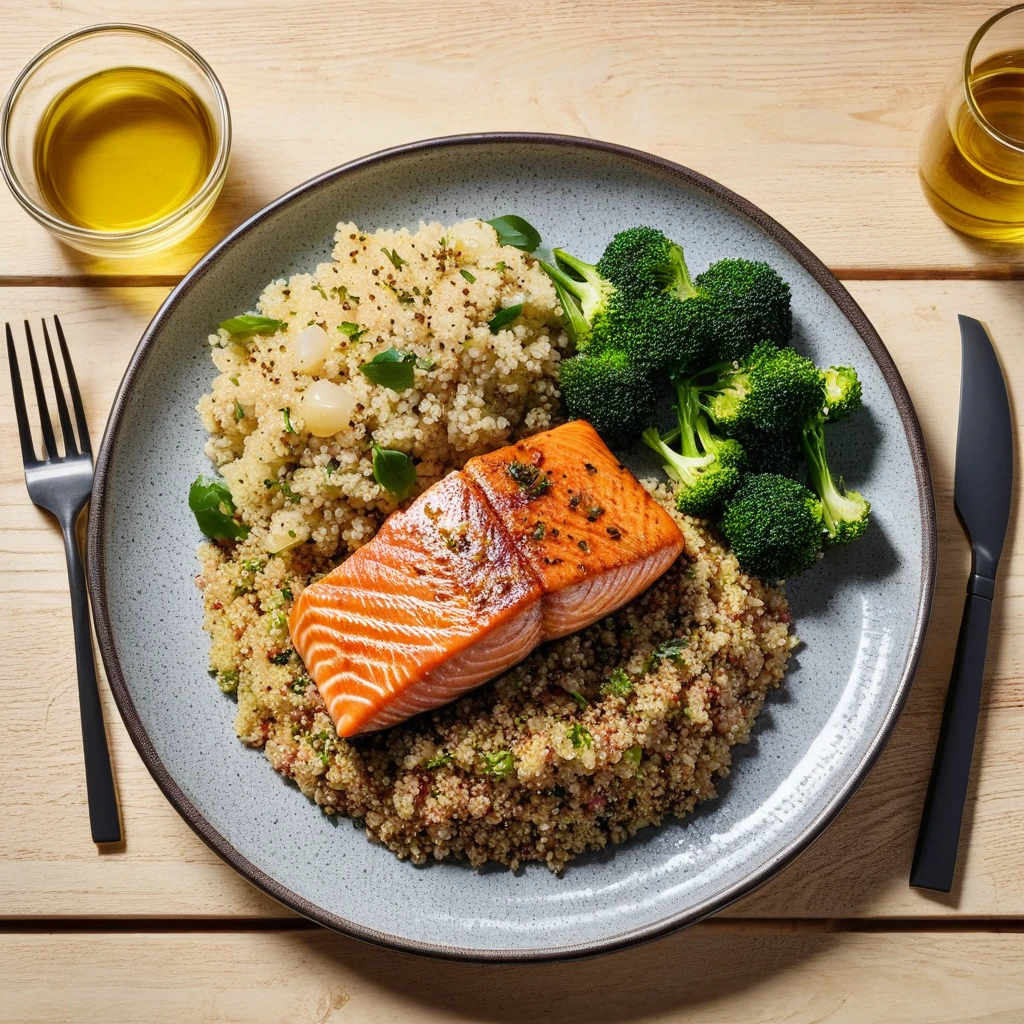 Gegrillter Lachs mit Quinoa und Brokkoli