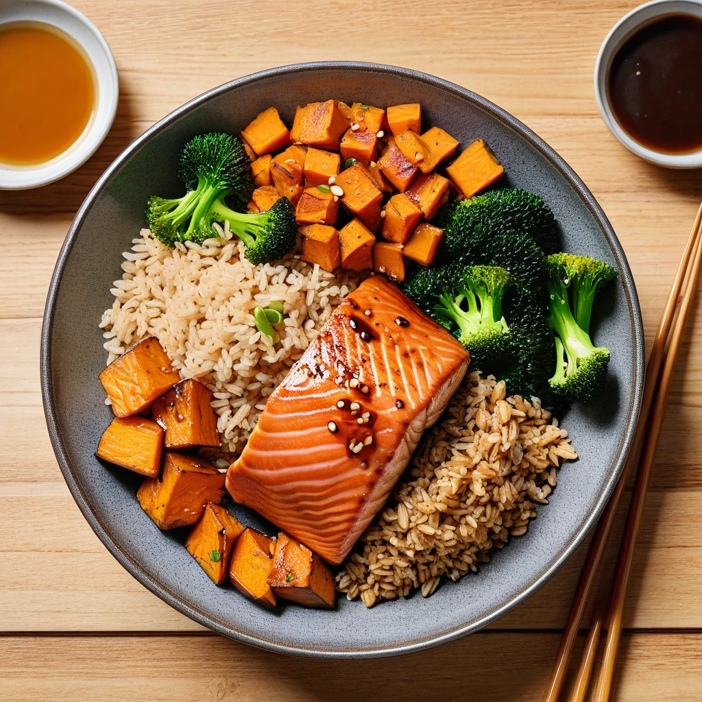 Salmon Teriyaki Bowl with Sweet Potato