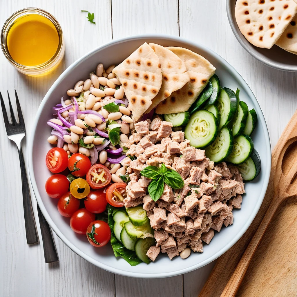 Mediterranean Tuna Salad with Whole Grain Pita