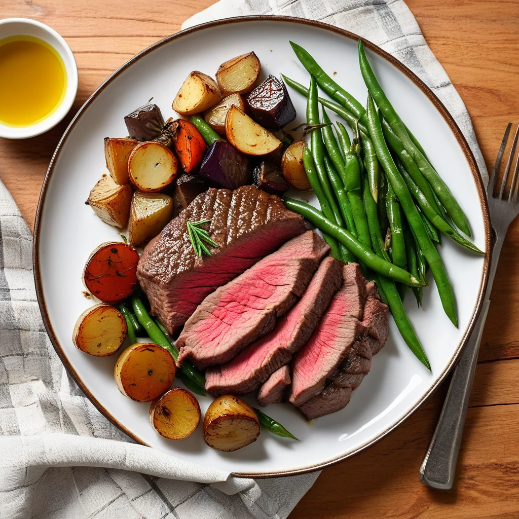 Pan-Roasted Lean Beef with Roasted Vegetables