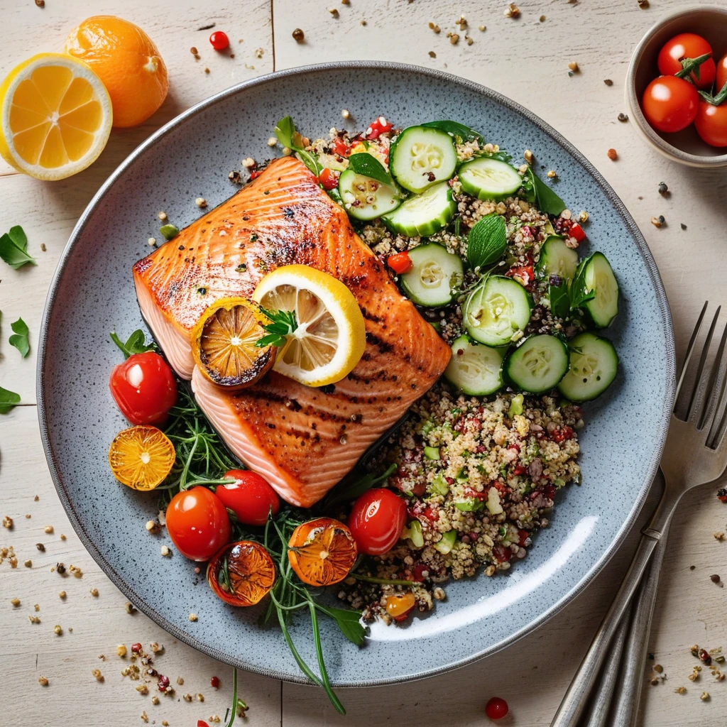 Grilled Citrus Herb Salmon with Quinoa Salad