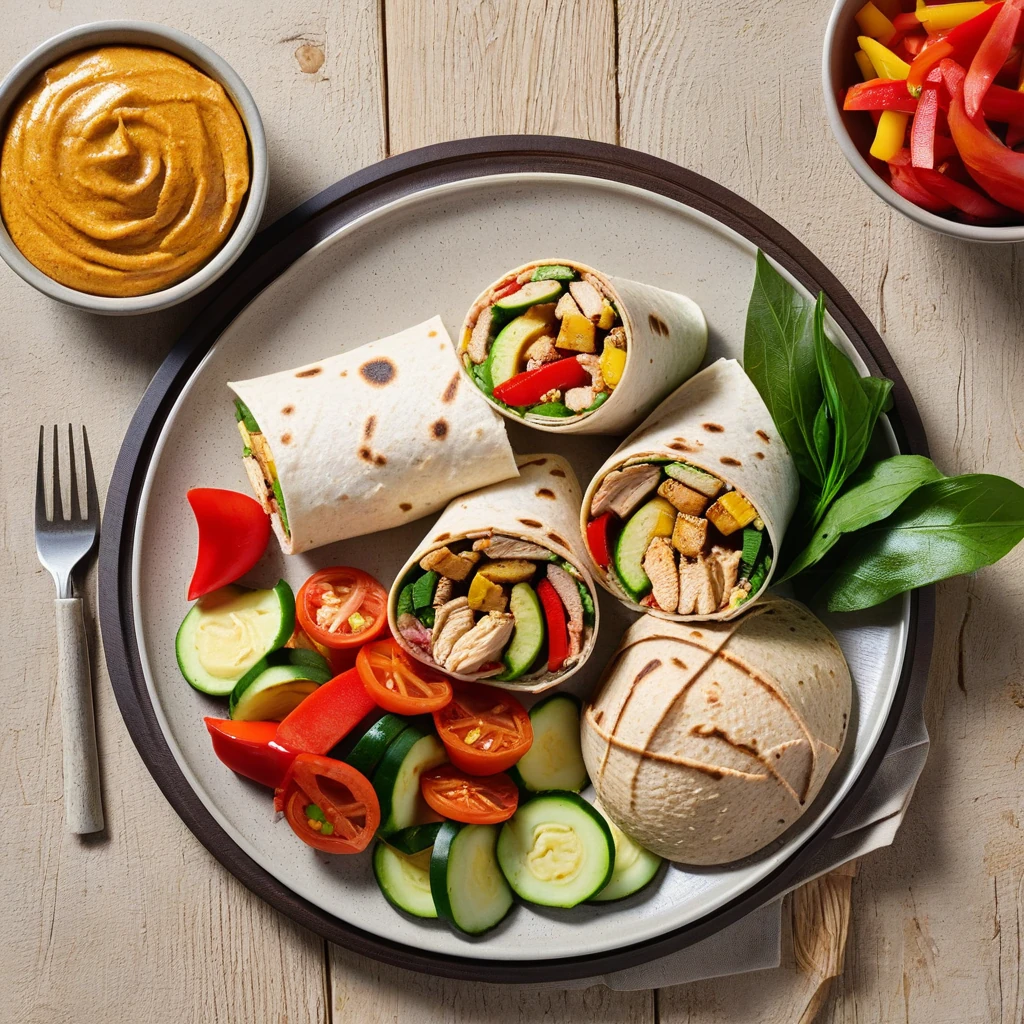 Grilled Chicken and Vegetable Wrap with Hummus