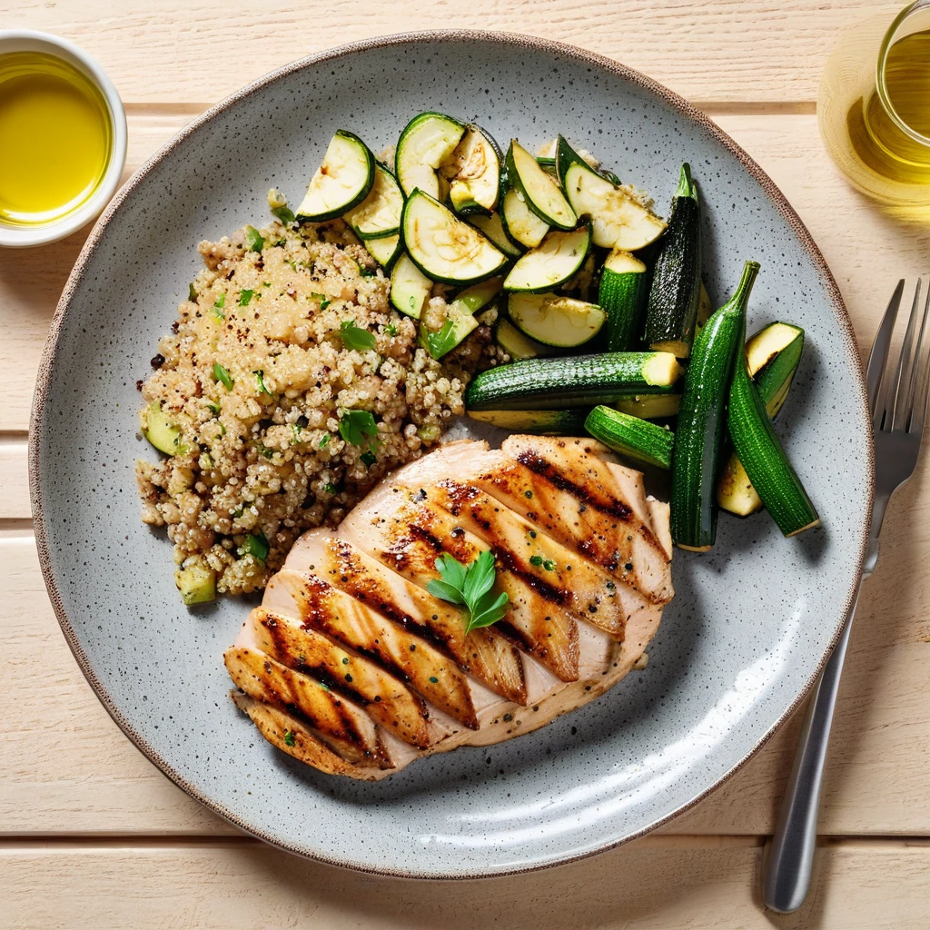 Grilled Chicken Breast with Quinoa and Zucchini