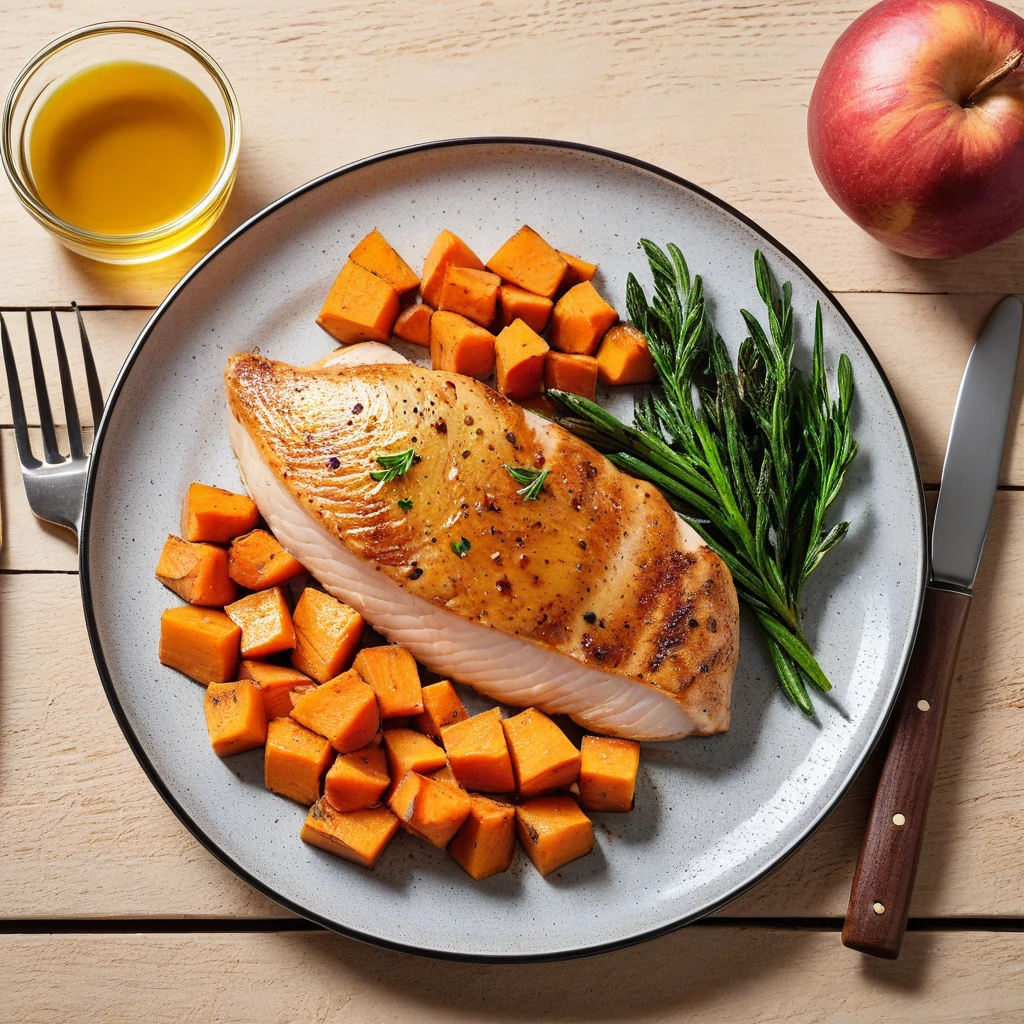 Pan-Seared Chicken Breast with Sweet Potato and Apple