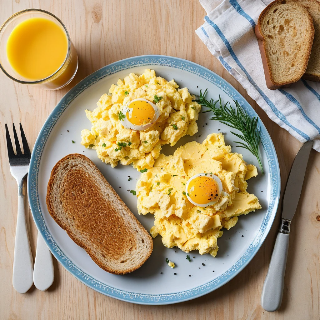 Soft Scrambled Eggs with Toast