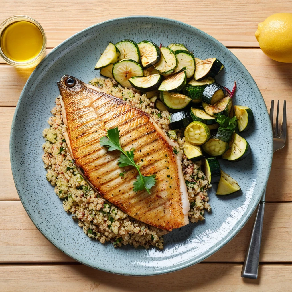 Grilled Tilapia with Quinoa and Roasted Zucchini