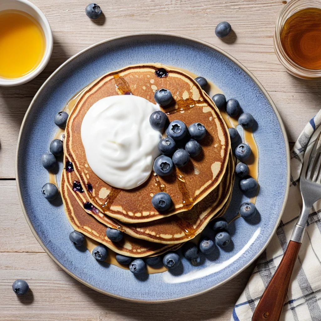 Buckwheat Pancakes with Blueberries and Yogurt
