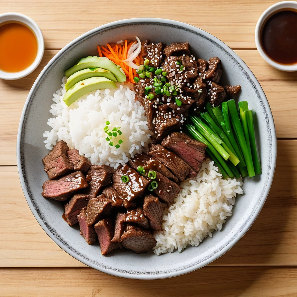 Korean Beef Bulgogi Bowl with White Rice