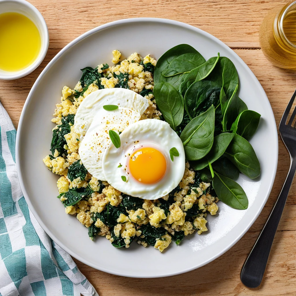 Savory Spinach and Egg White Scramble with Quinoa