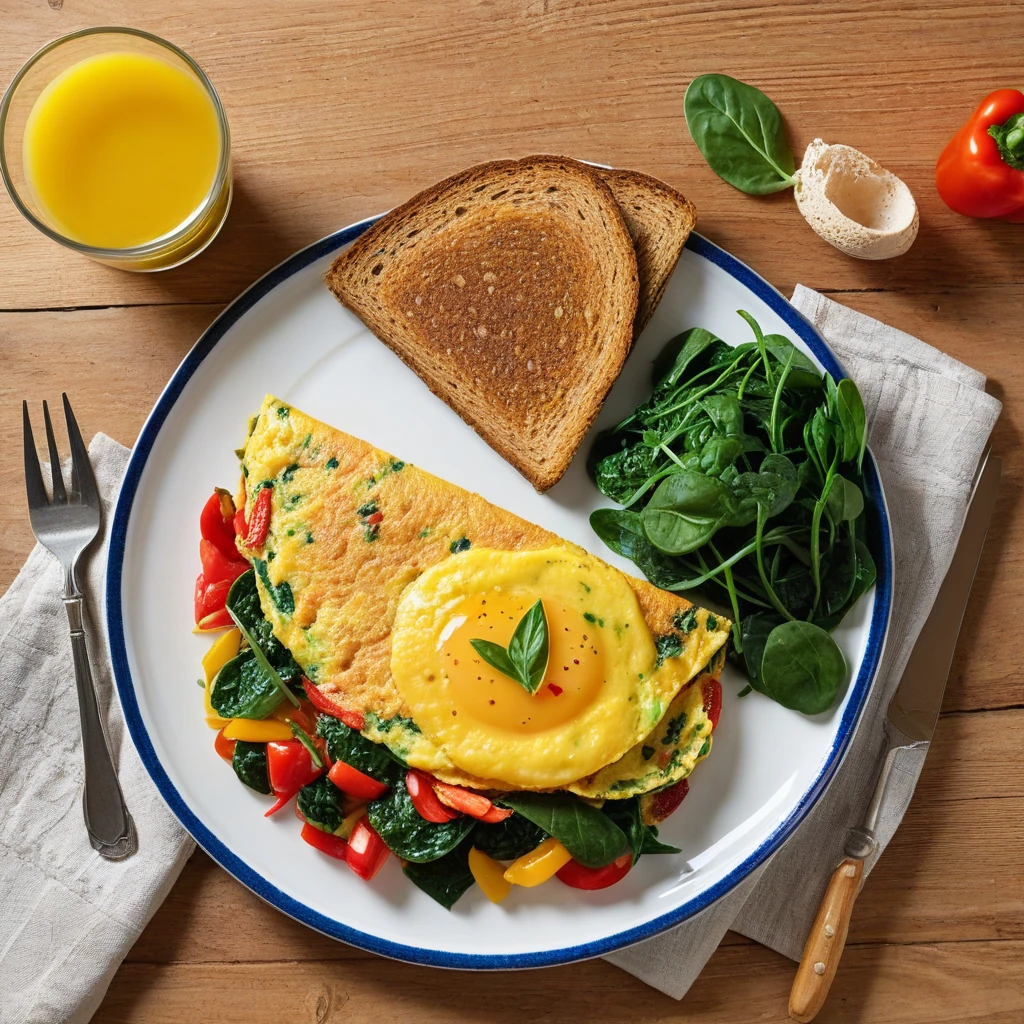 Savory Vegetable Omelette with Whole Wheat Toast