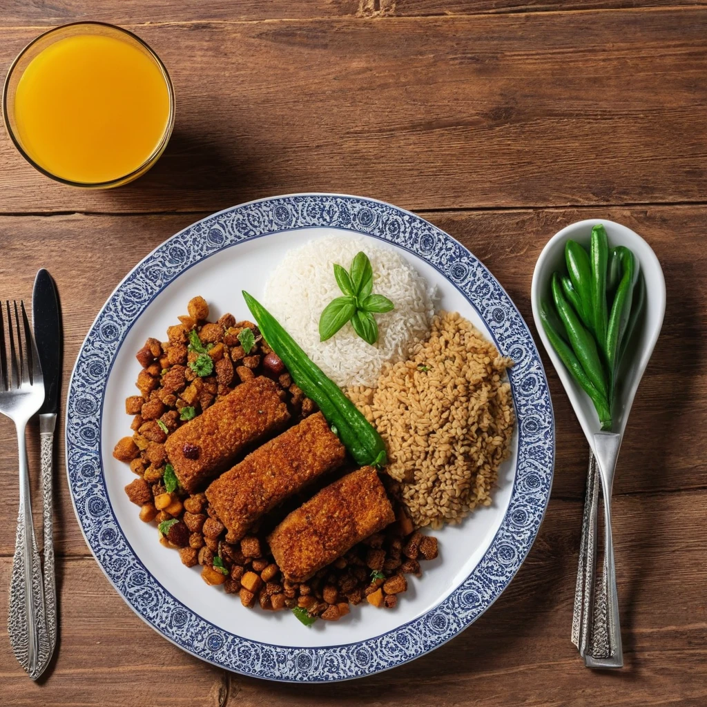 كباب كردي مع أرز بالزعفران وسلطة الخضار