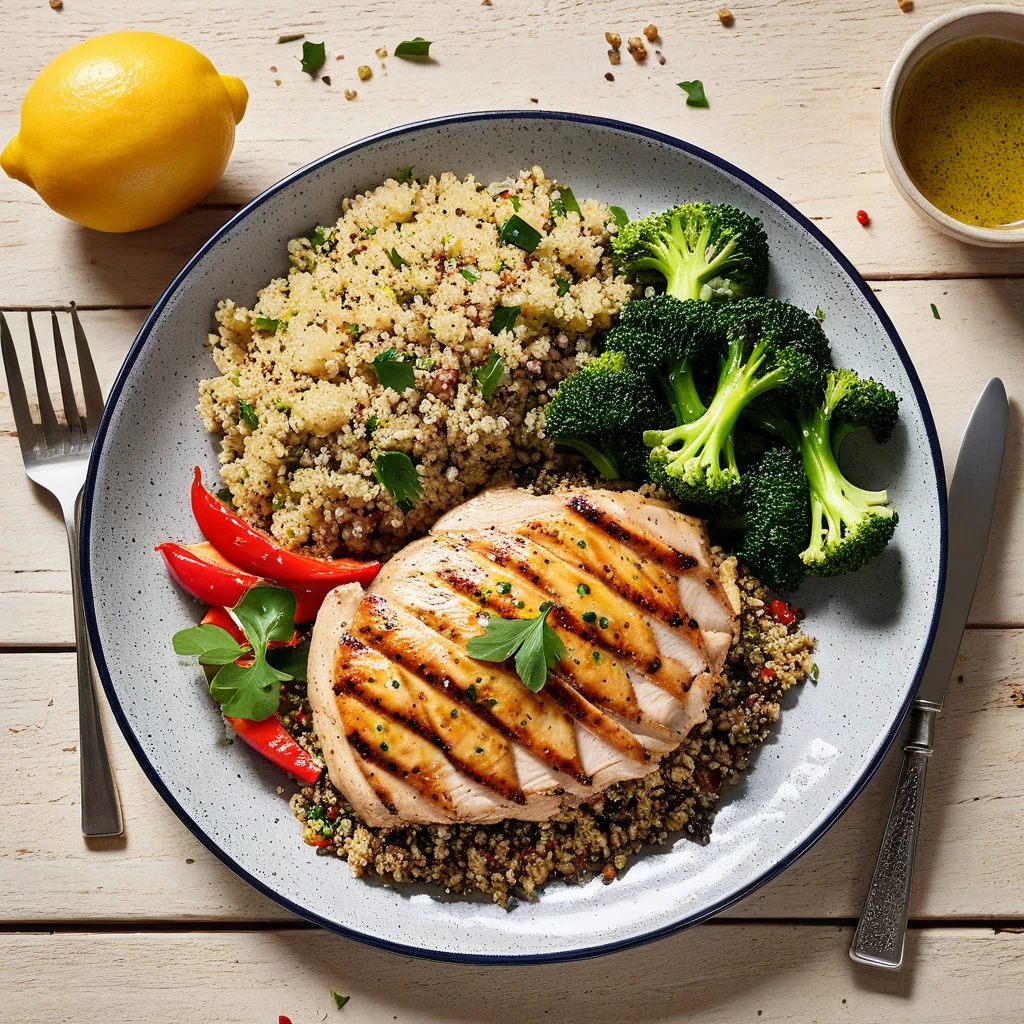 Lemon Herb Grilled Chicken with Quinoa and Veggies