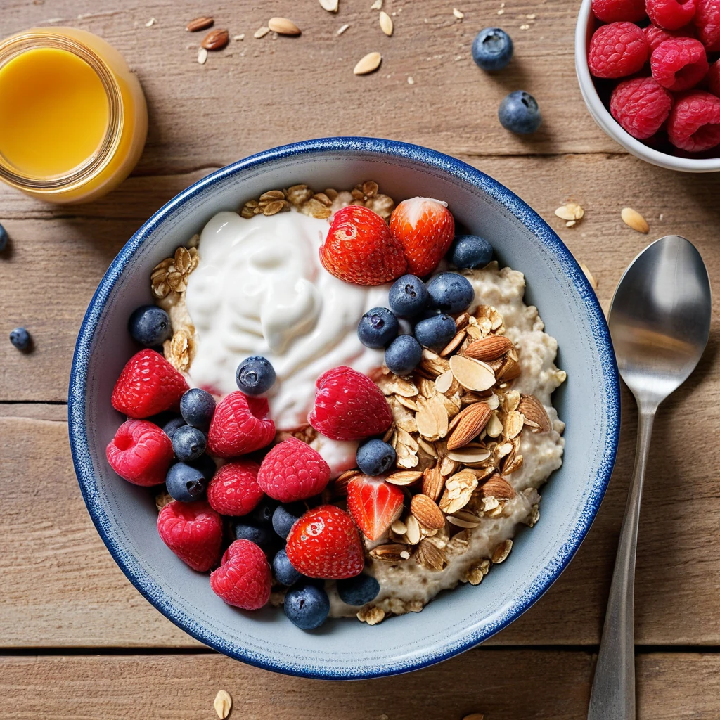 Oatmeal with Greek Yogurt and Berries