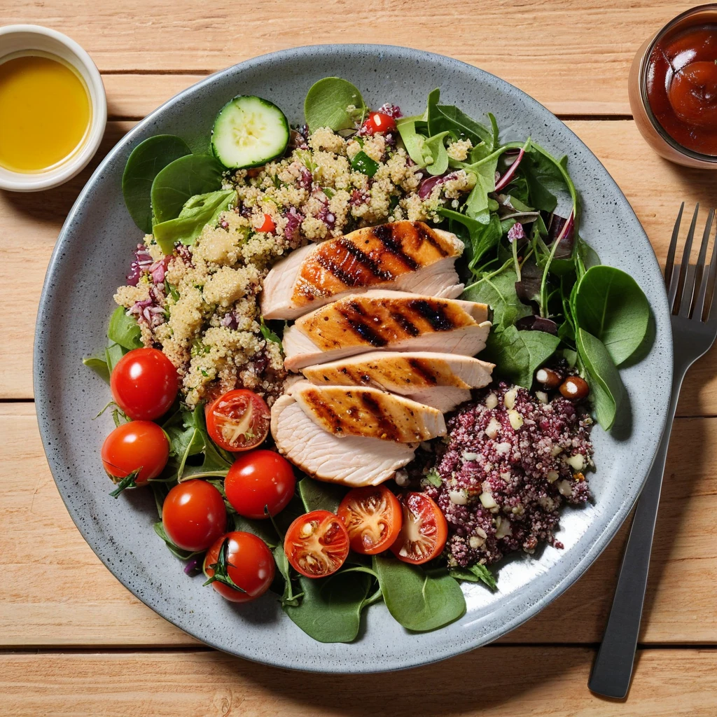 Grilled Chicken Salad with Quinoa and Vegetables