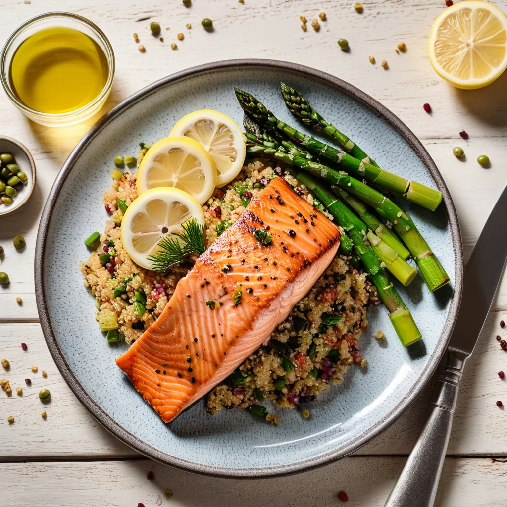 Grilled Salmon with Quinoa and Asparagus