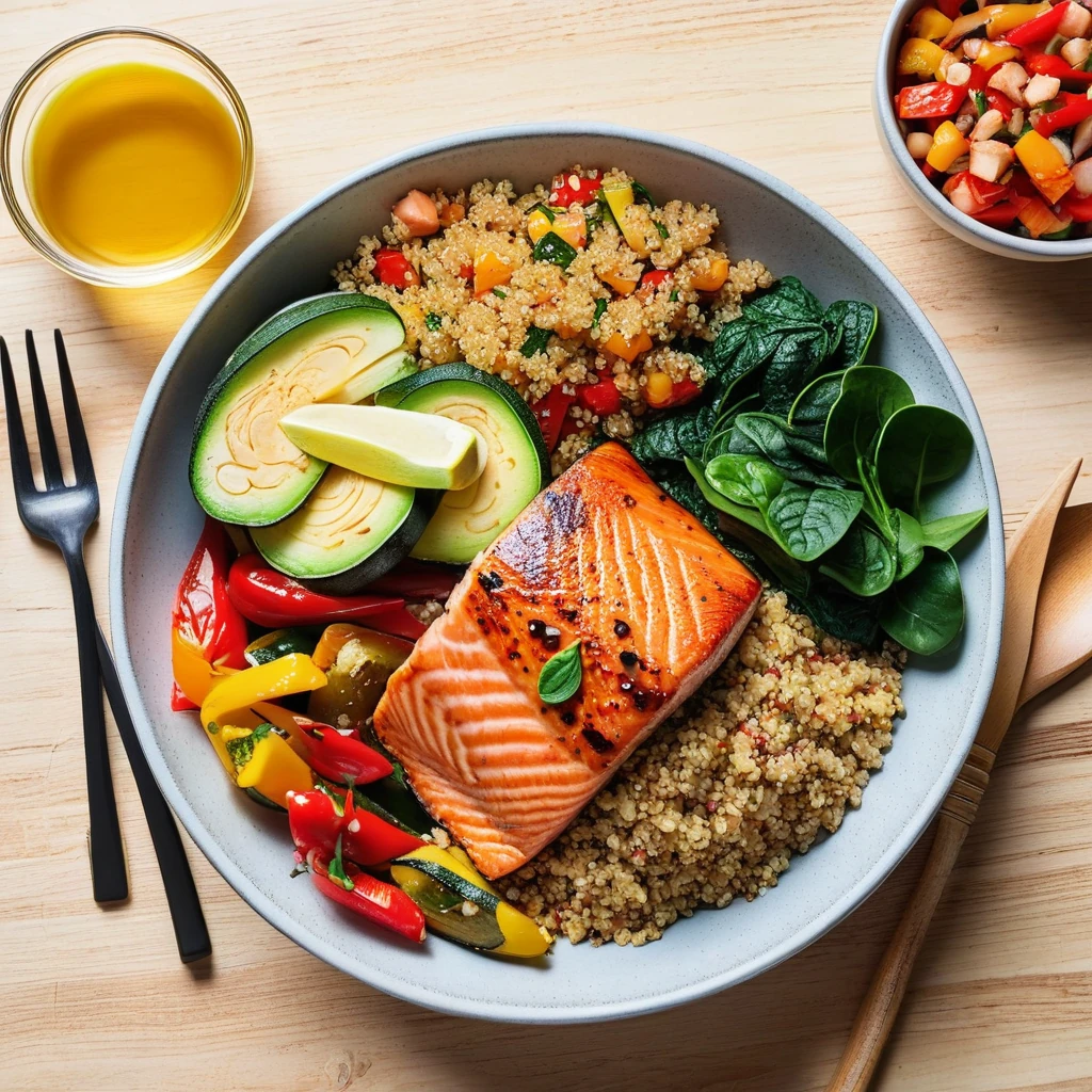 Spicy Quinoa and Grilled Salmon Bowl