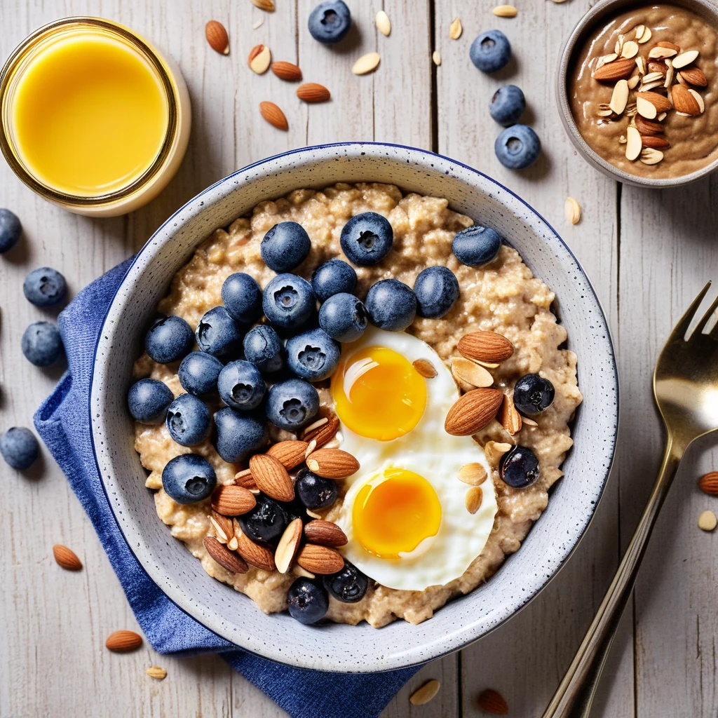 Protein-Packed Oatmeal Bowl with Blueberries and Almond Butter