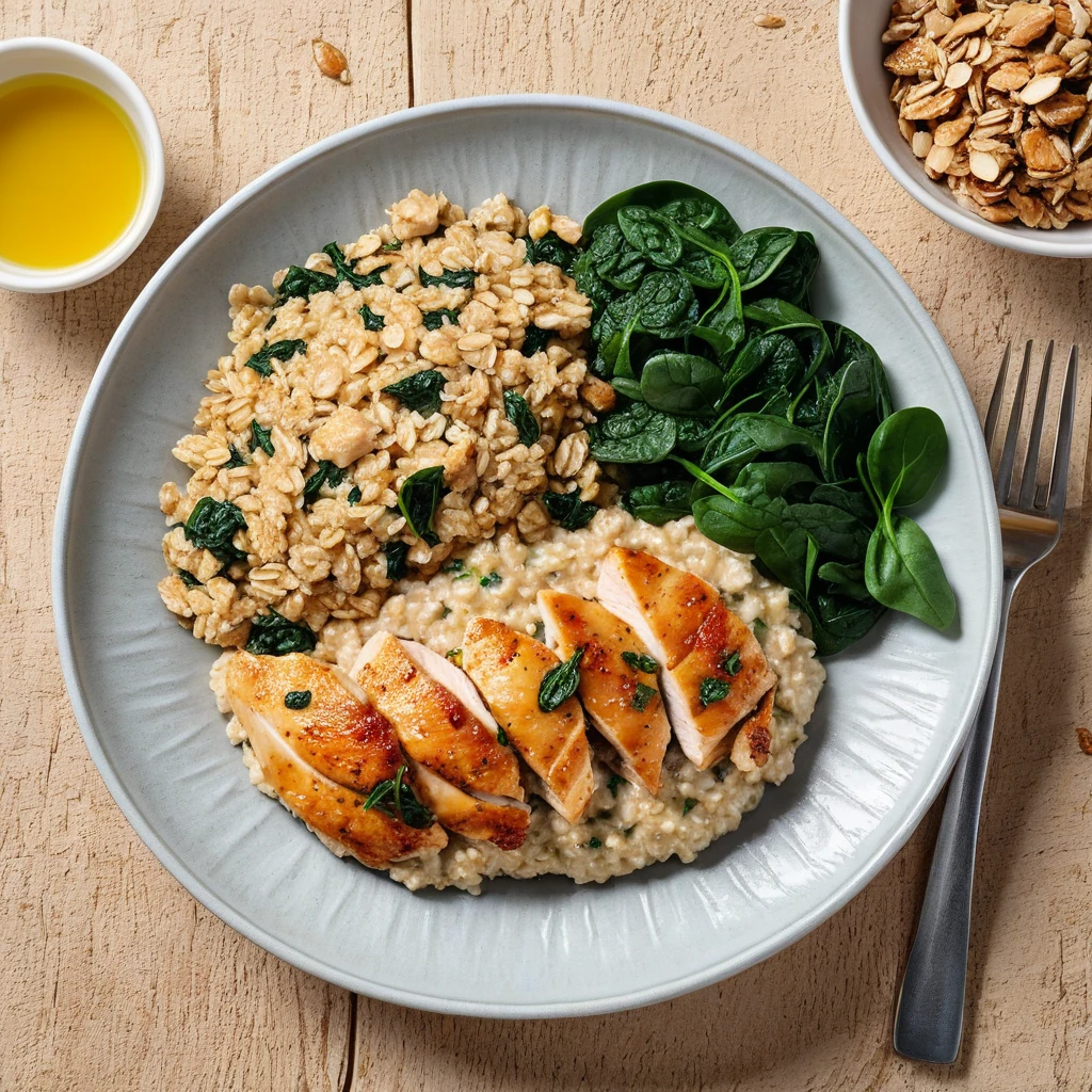 Savory Oatmeal with Chicken and Spinach