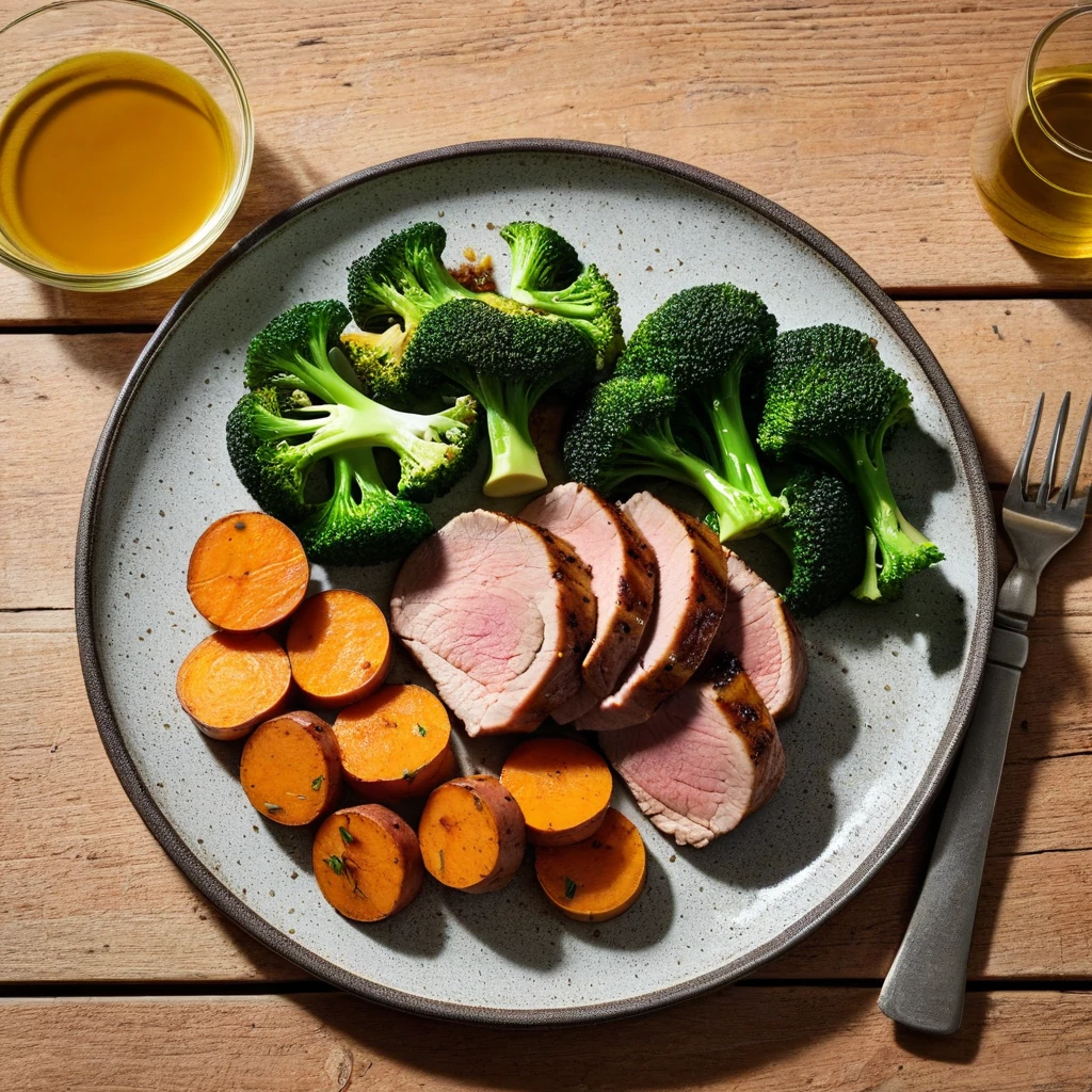 Pork Tenderloin with Sweet Potato and Broccoli