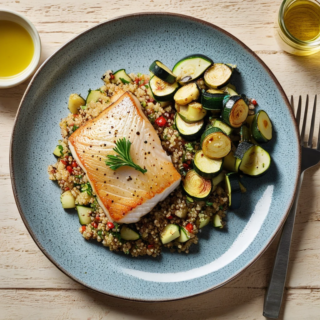 Pan-Seared Cod with Quinoa and Roasted Zucchini