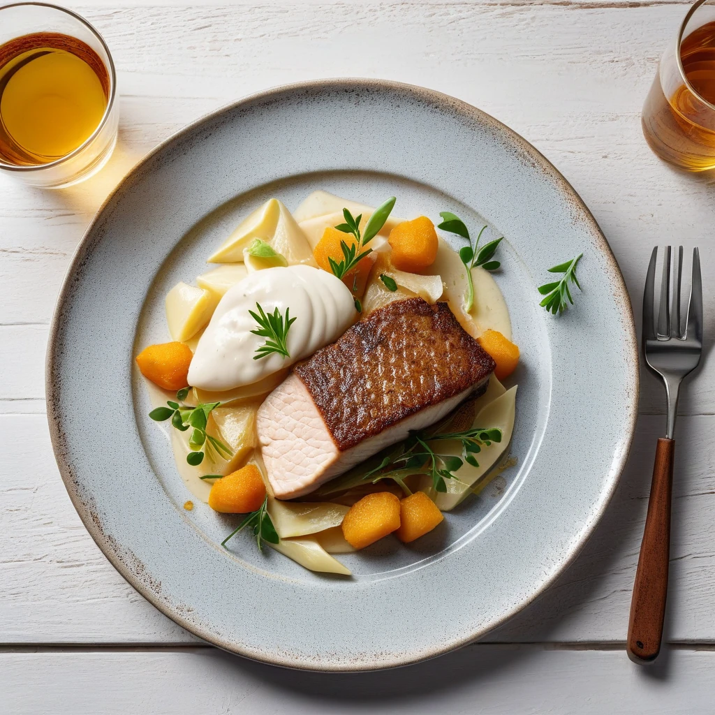 Filet de cabillaud aux chicons braisés et purée de panais