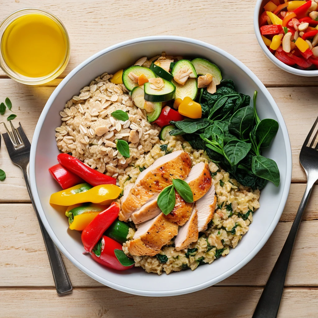 Savory Oatmeal Bowl with Chicken and Veggies