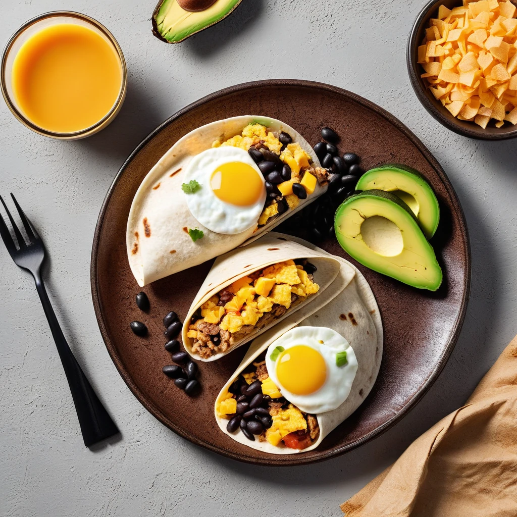 protein-rich breakfast burrito with black beans