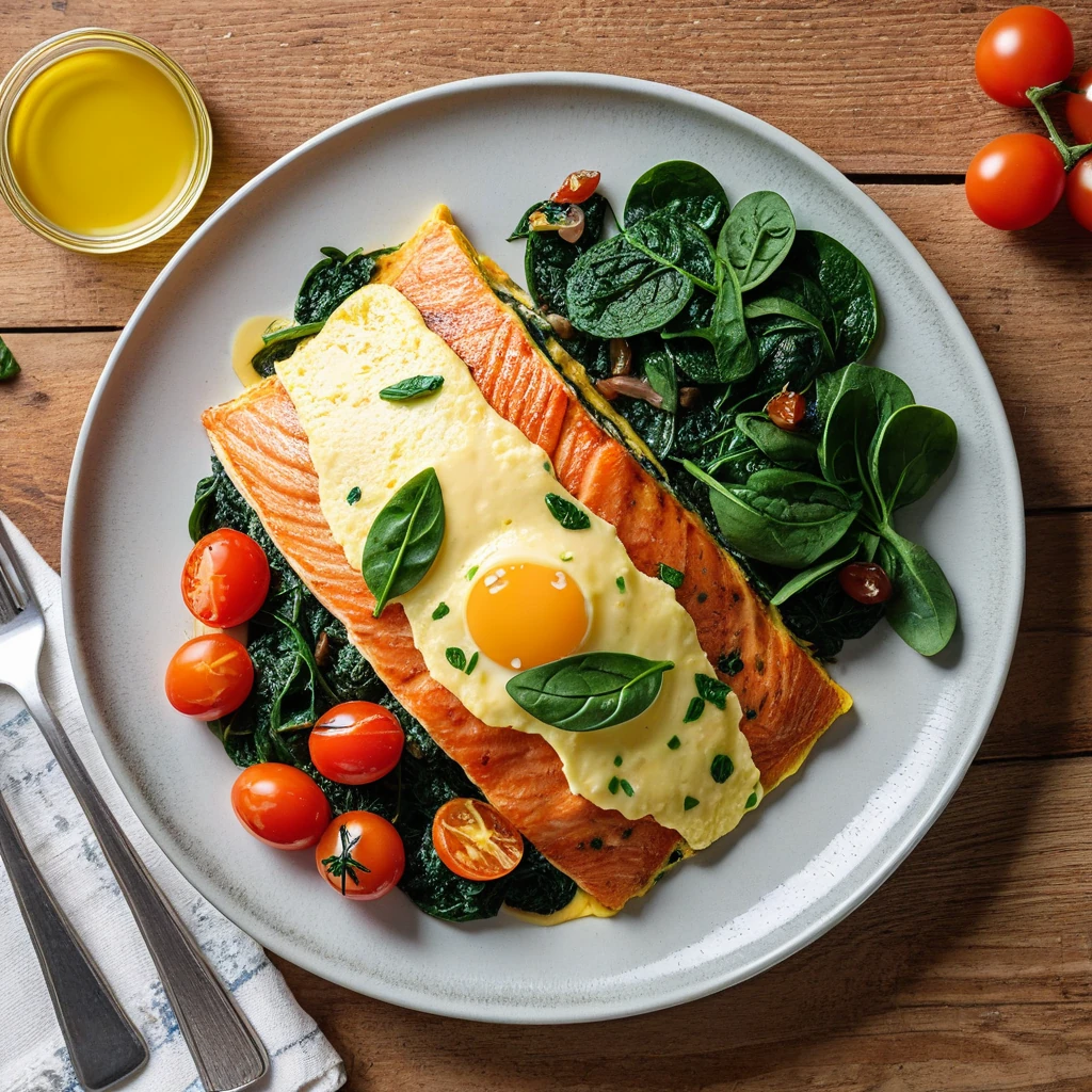 Savory Spinach & Salmon Omelette