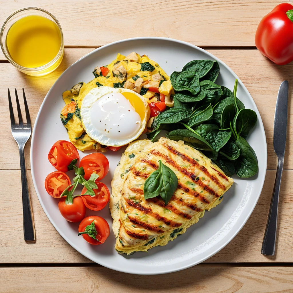 Grilled Chicken and Veggie Omelette
