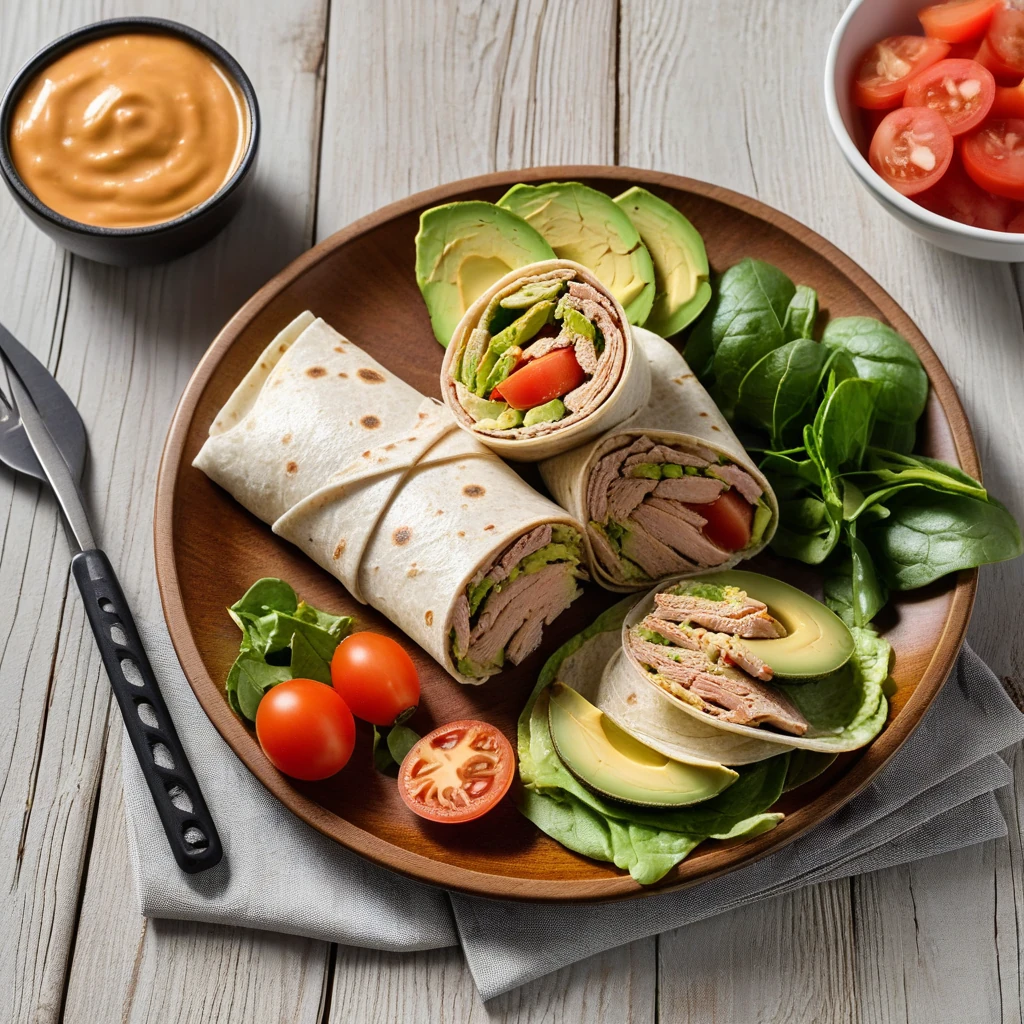 Turkey and Avocado Wrap with Side Salad