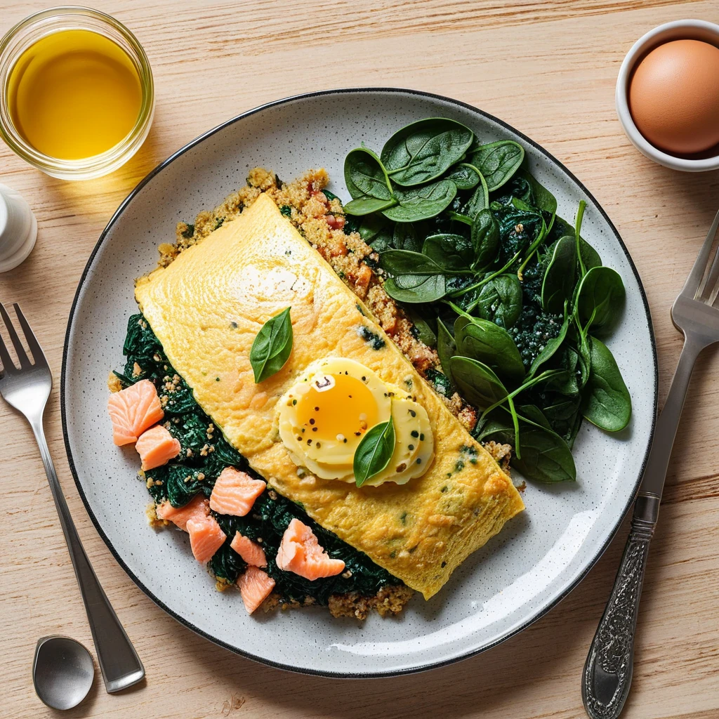 Savory Spinach and Salmon Omelette with Quinoa