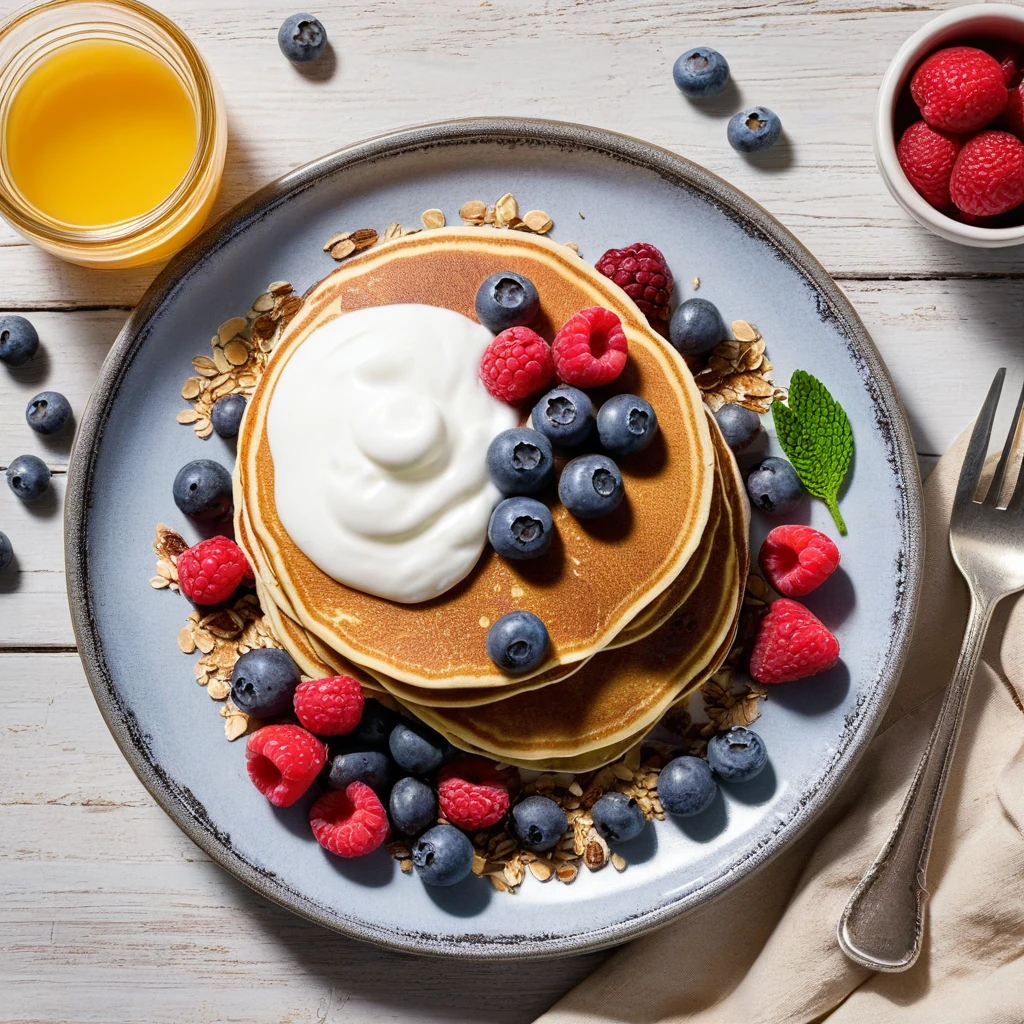 Protein Pancakes with Berries and Yogurt