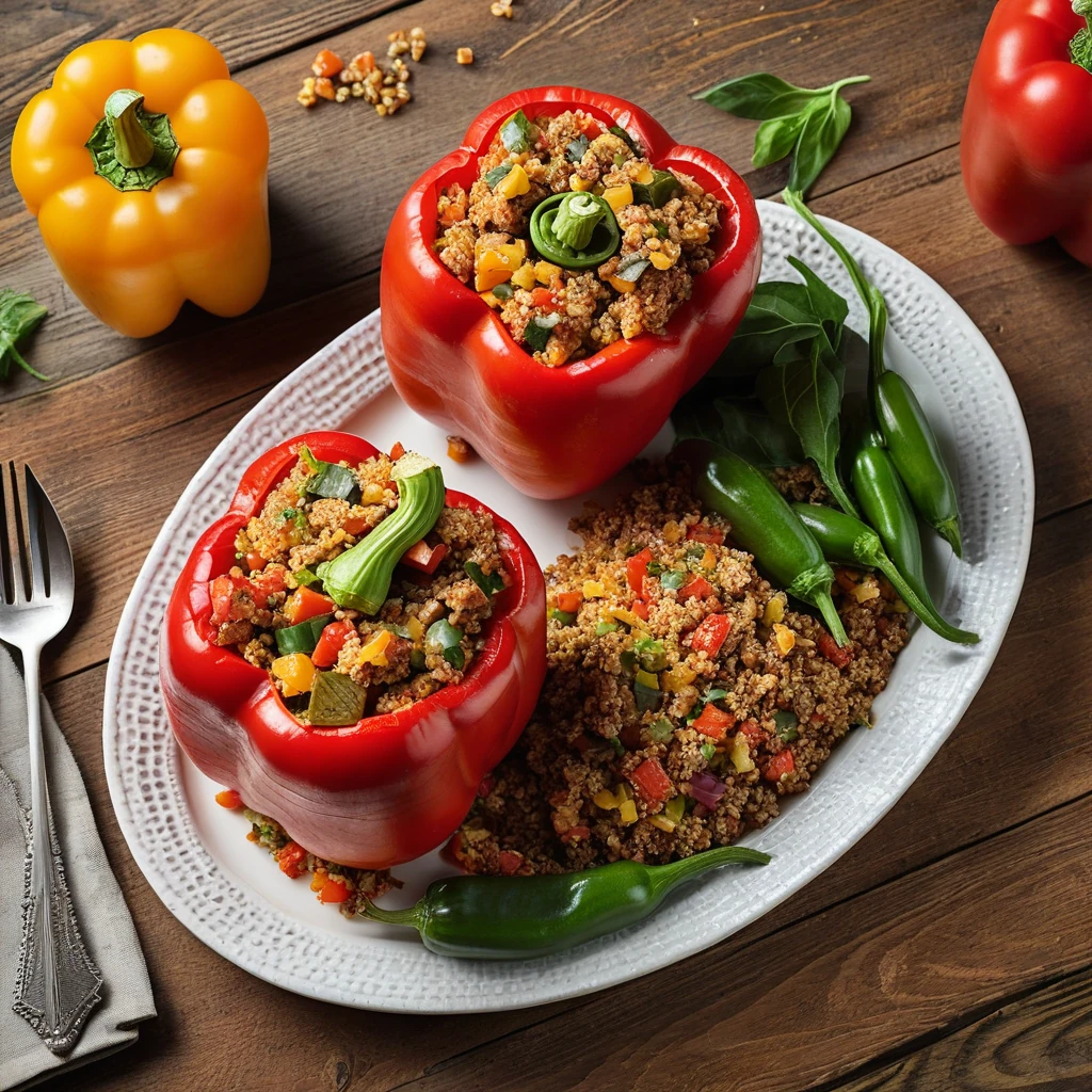 Turkey and Vegetable Stuffed Bell Peppers