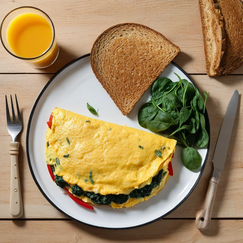 Vegetable and Cheese Omelet with Whole Grain Toast