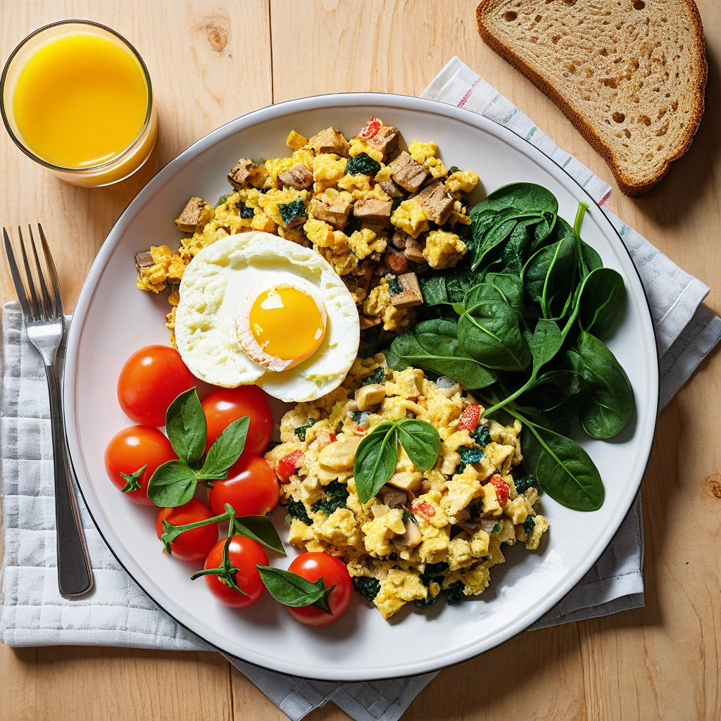 Veggie-Packed Egg Scramble with Whole Wheat Toast