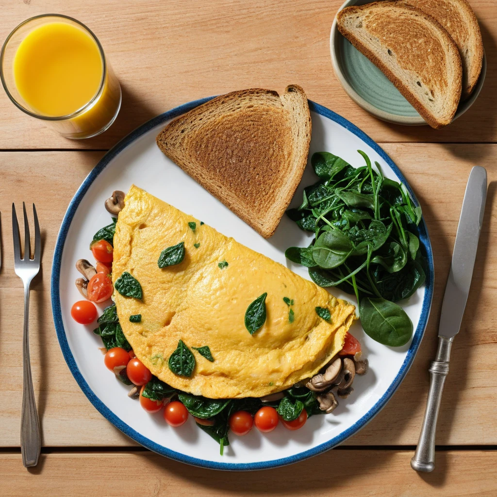 Vegetable Omelet with Whole Wheat Toast
