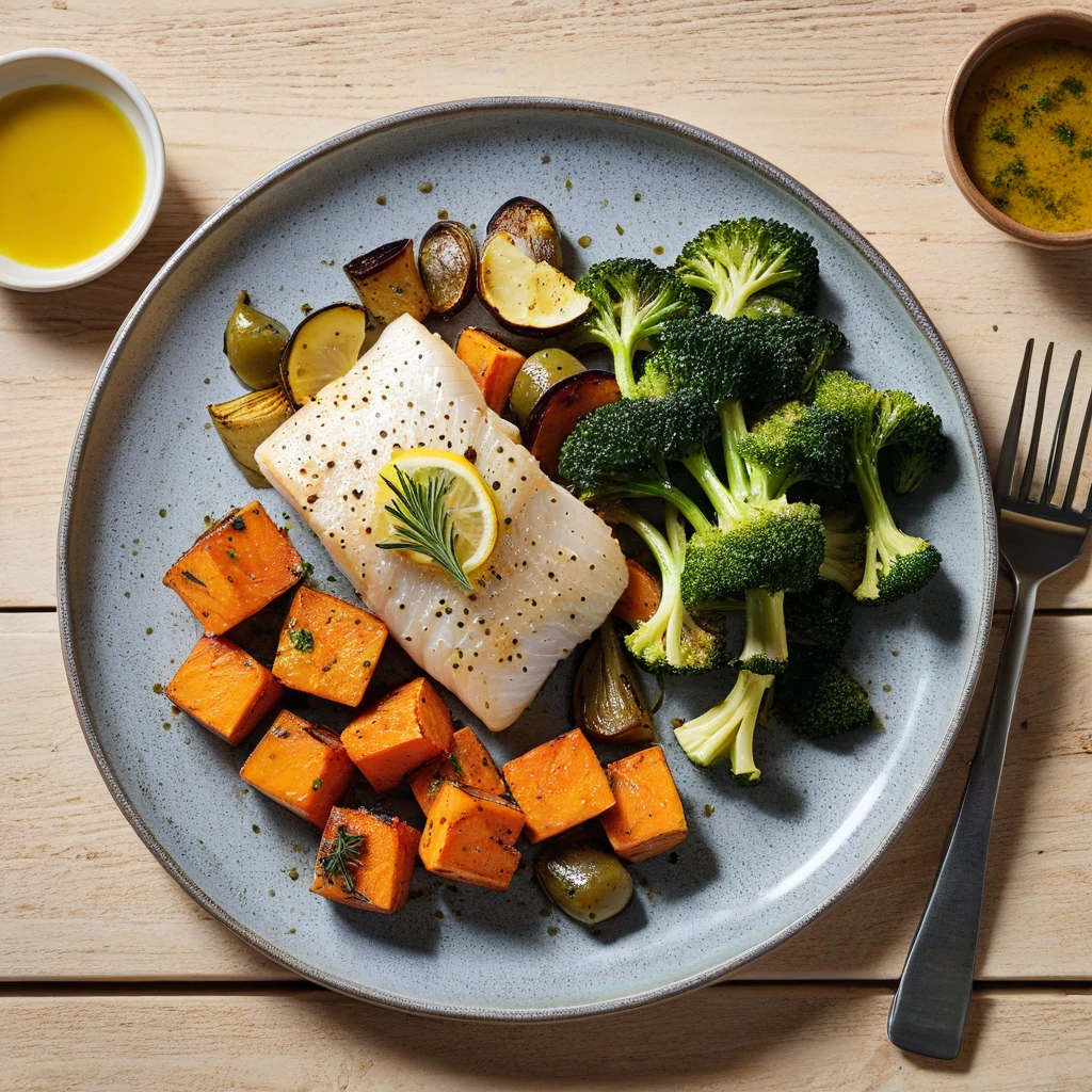 Baked Cod with Roasted Vegetables