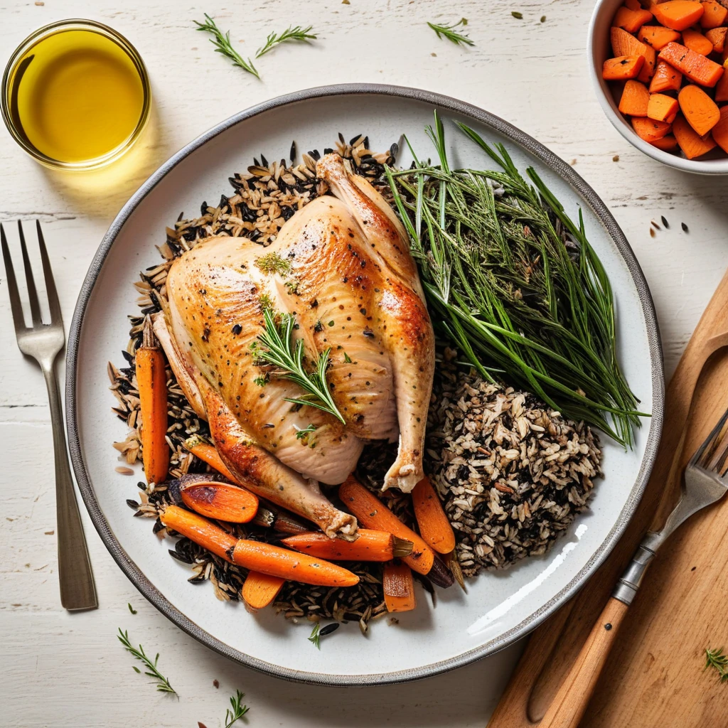Herb-Roasted Chicken Breast with Wild Rice and Roasted Carrots