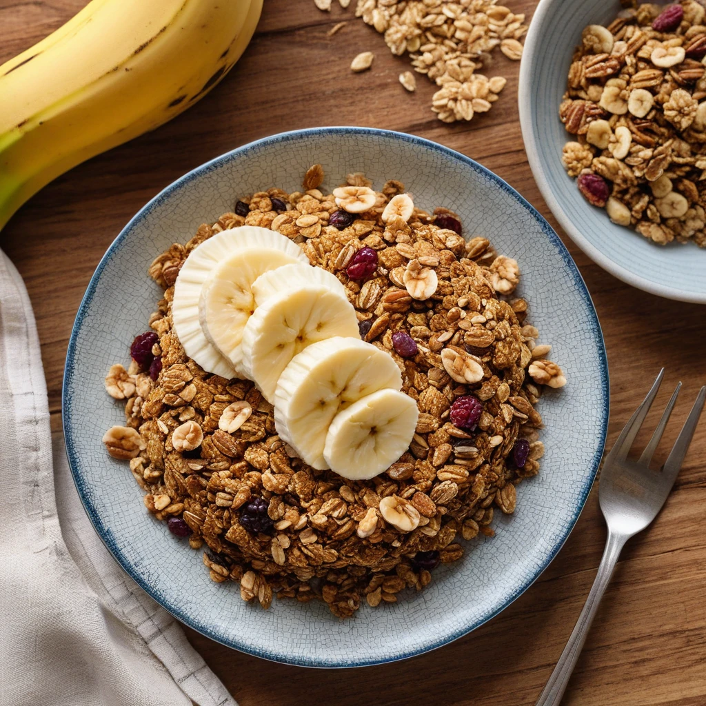 Bolo de Banana com Granola