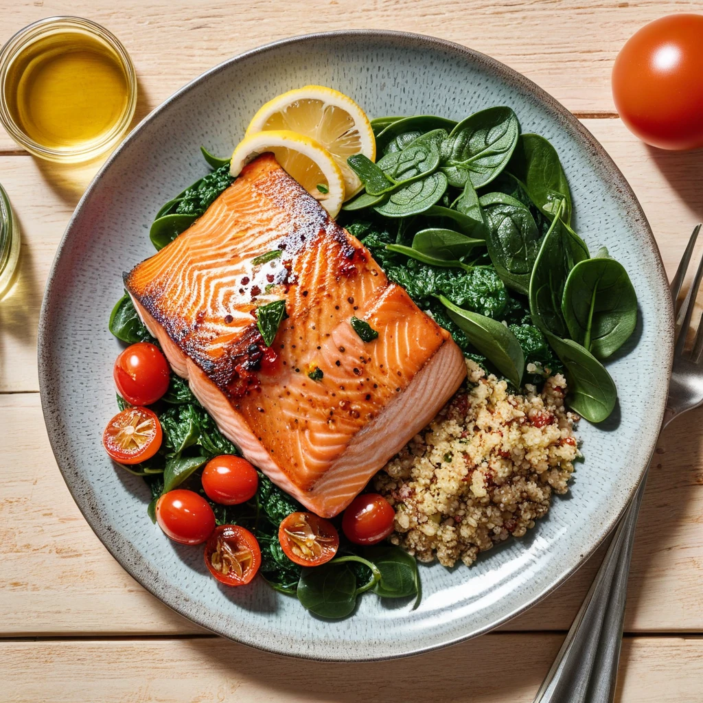 Citrus Grilled Salmon with Quinoa and Spinach Salad