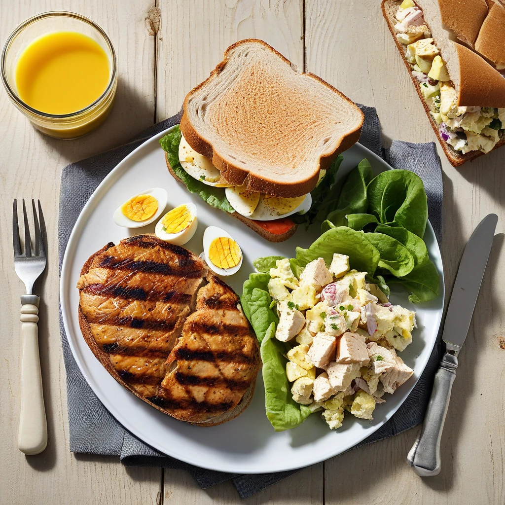 Grilled Chicken and Vegetable Sandwich with Egg Salad