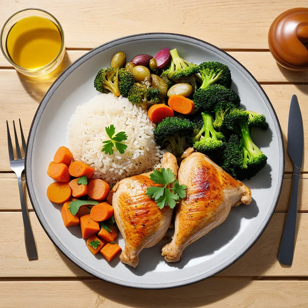 Poulet avec riz et légumes