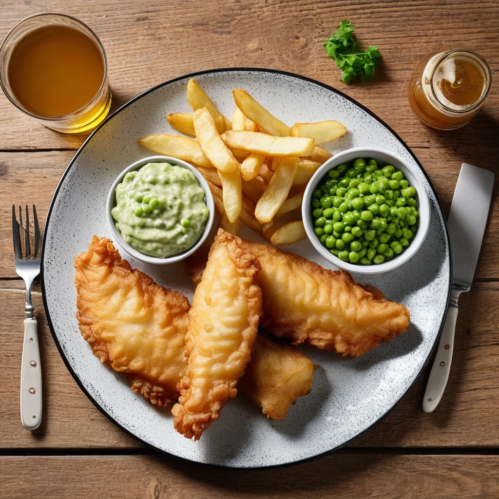 Fish and Chips with Mushy Peas