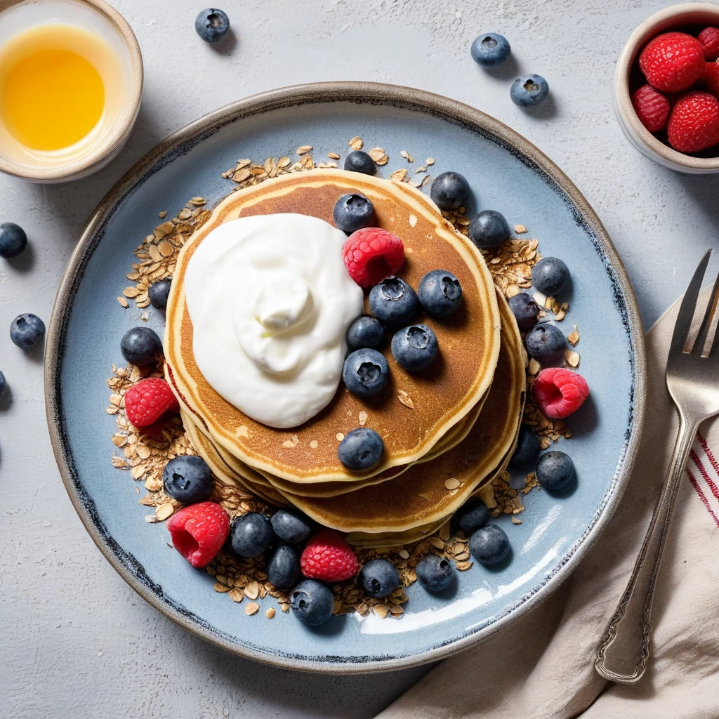 Protein Pancakes with Greek Yogurt & Berries