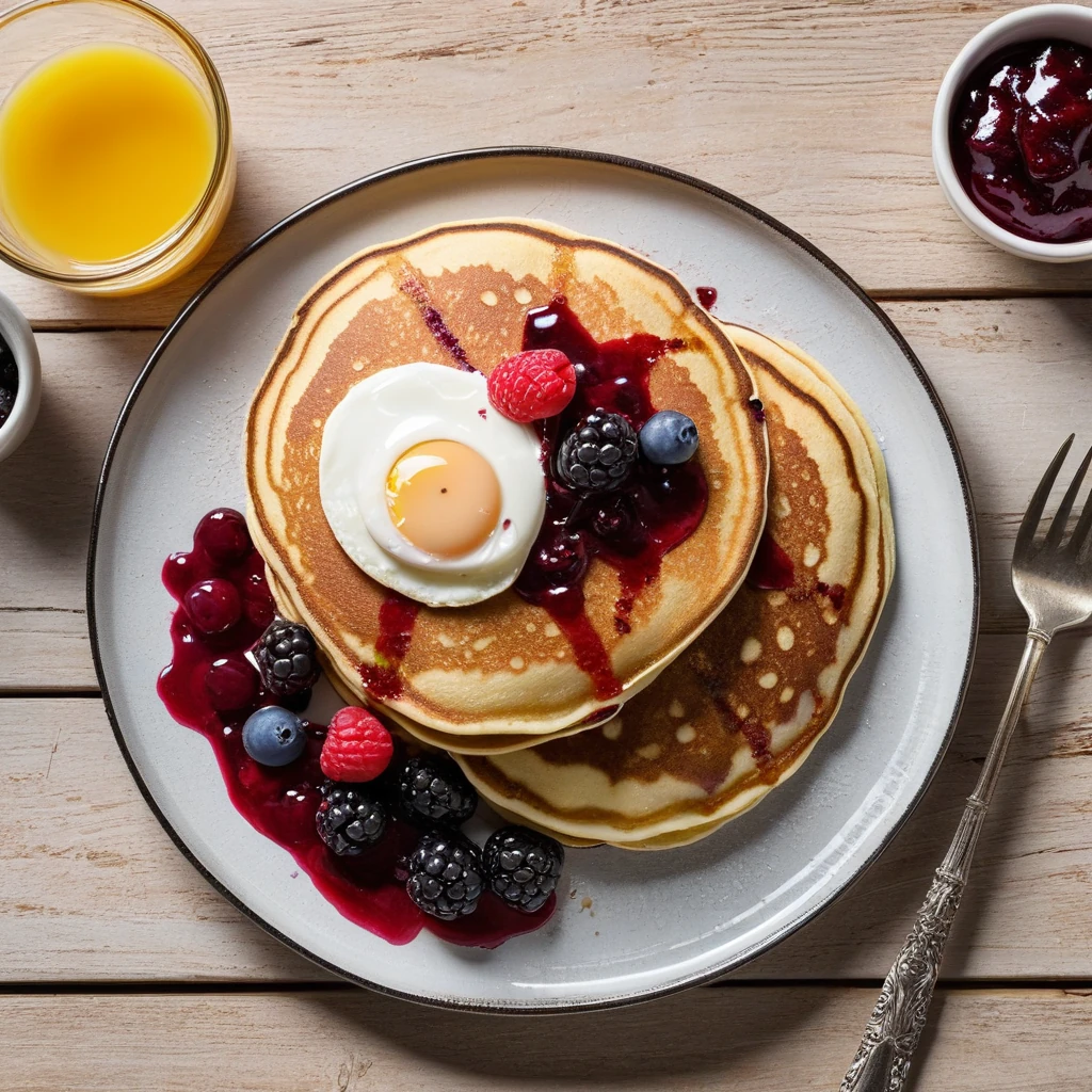 Fluffy Pancakes with Berry Compote