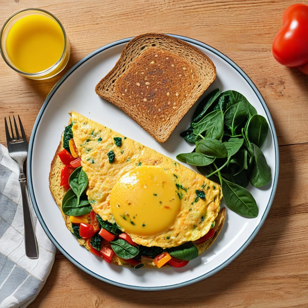 Protein-Packed Veggie Omelette with Whole Wheat Toast
