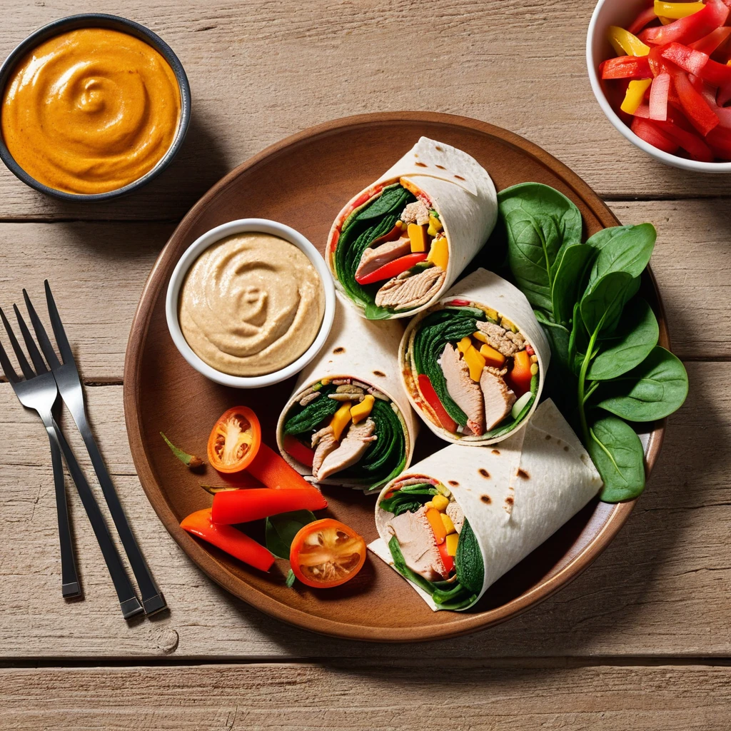 Turkey and Vegetable Wrap with Hummus