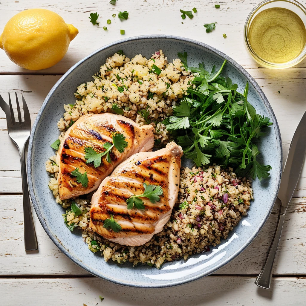 Grilled Lemon Herb Chicken with Quinoa Salad