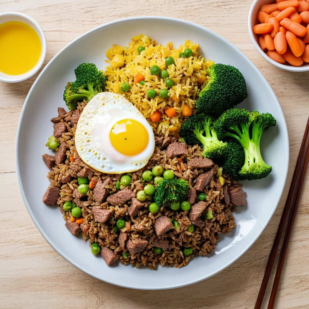 Beef and Egg Fried Rice with Whey Protein