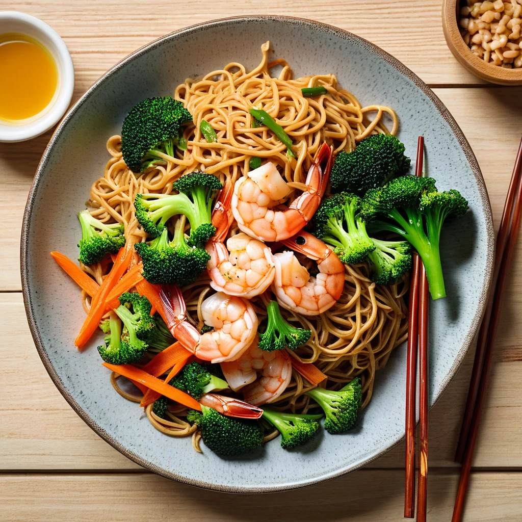 Asian Shrimp and Wheat Noodle Stir-Fry